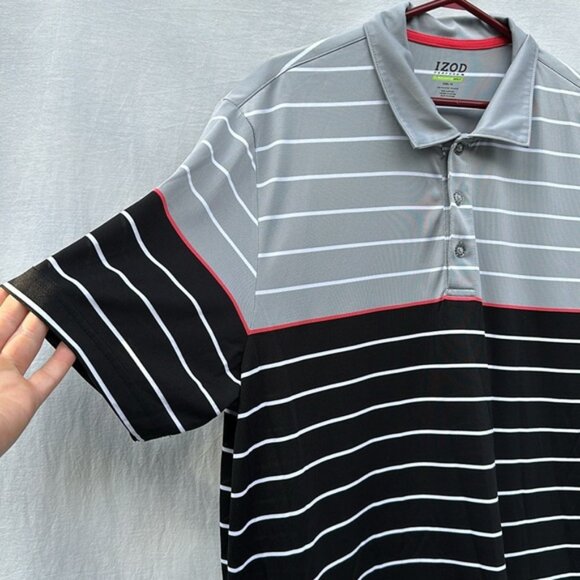 Izod Striped Polo Shirt - Picture 2 of 7